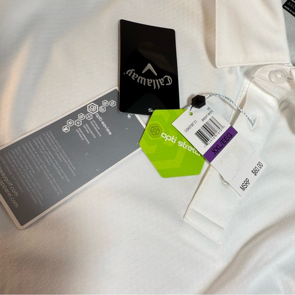 Callaway Men's White Opti-Series Polo Style Golf Shirt NWT - Picture 4 of 9